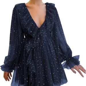 Custom Made Navy Blue Starry Dress